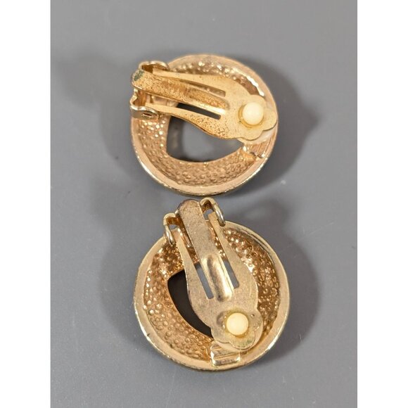 Vintage Red White Blue Enamel Knot Round Clip On Earrings Gold Tone Nautical - Picture 5 of 6